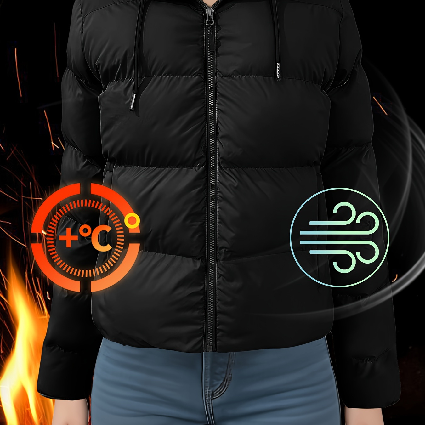 

's Hooded Drawstring - Long Puffer For Fall/
