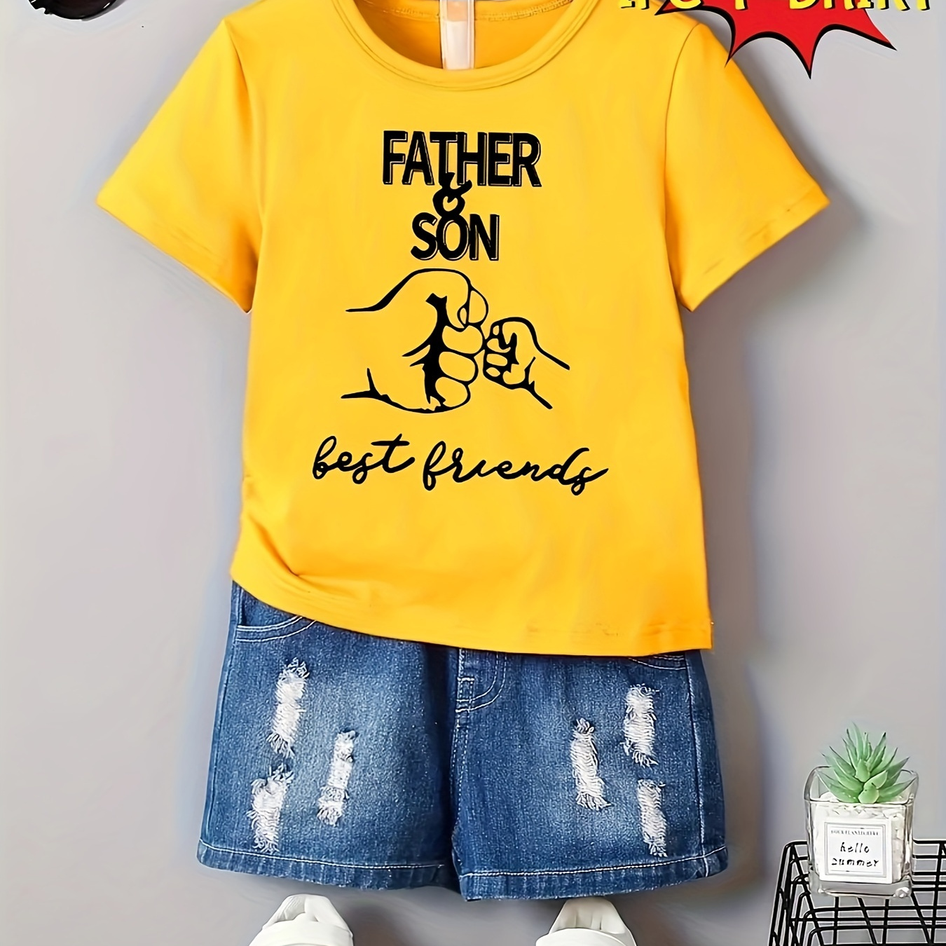 

Casual Versatile Boys' Summer Tops - Father & Son... Print Short Sleeve Crew Neck T-shirt Trendy Father’s Day Gift