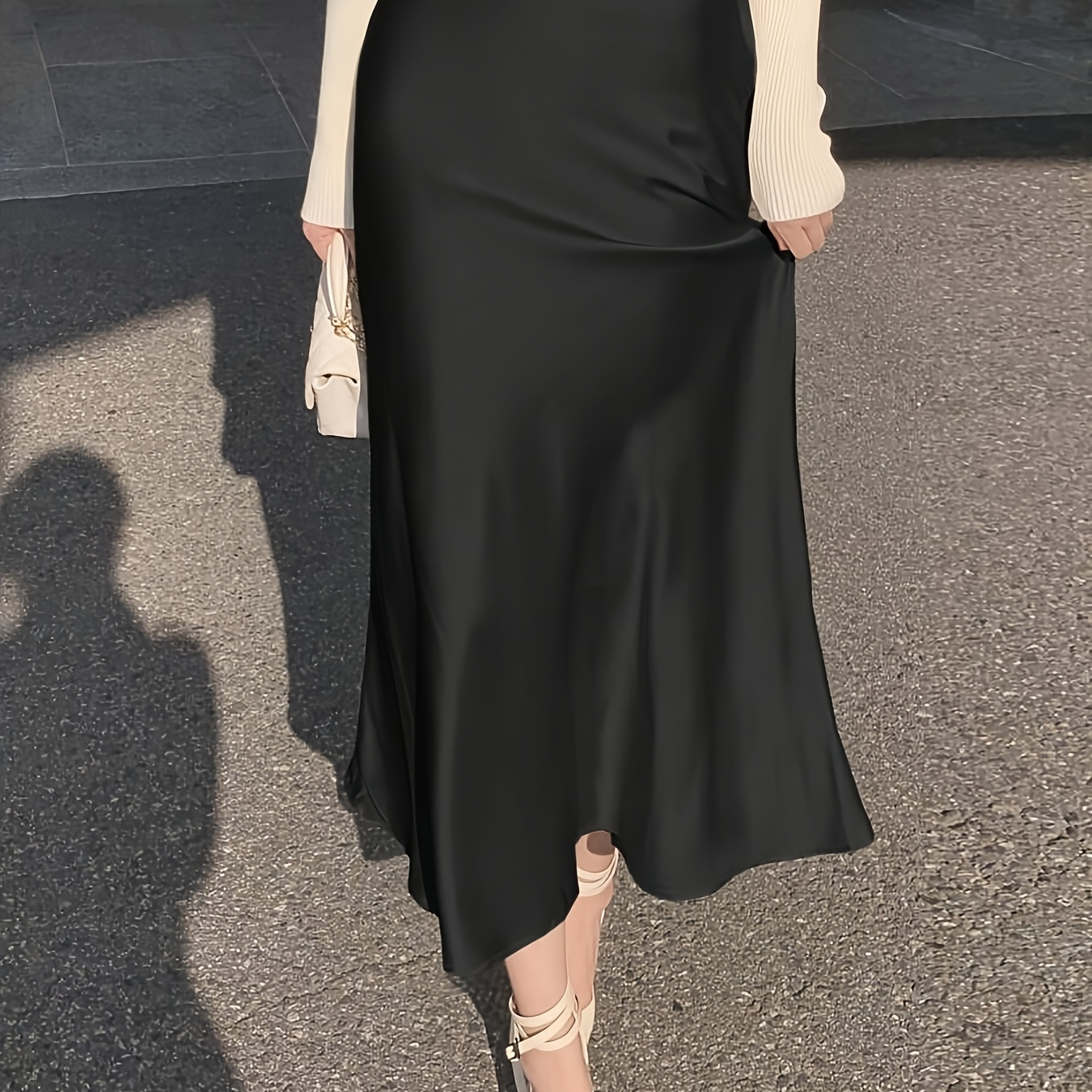 Spring/Summer Women's Slim-Fit Solid Color Satin Mermaid Skirt