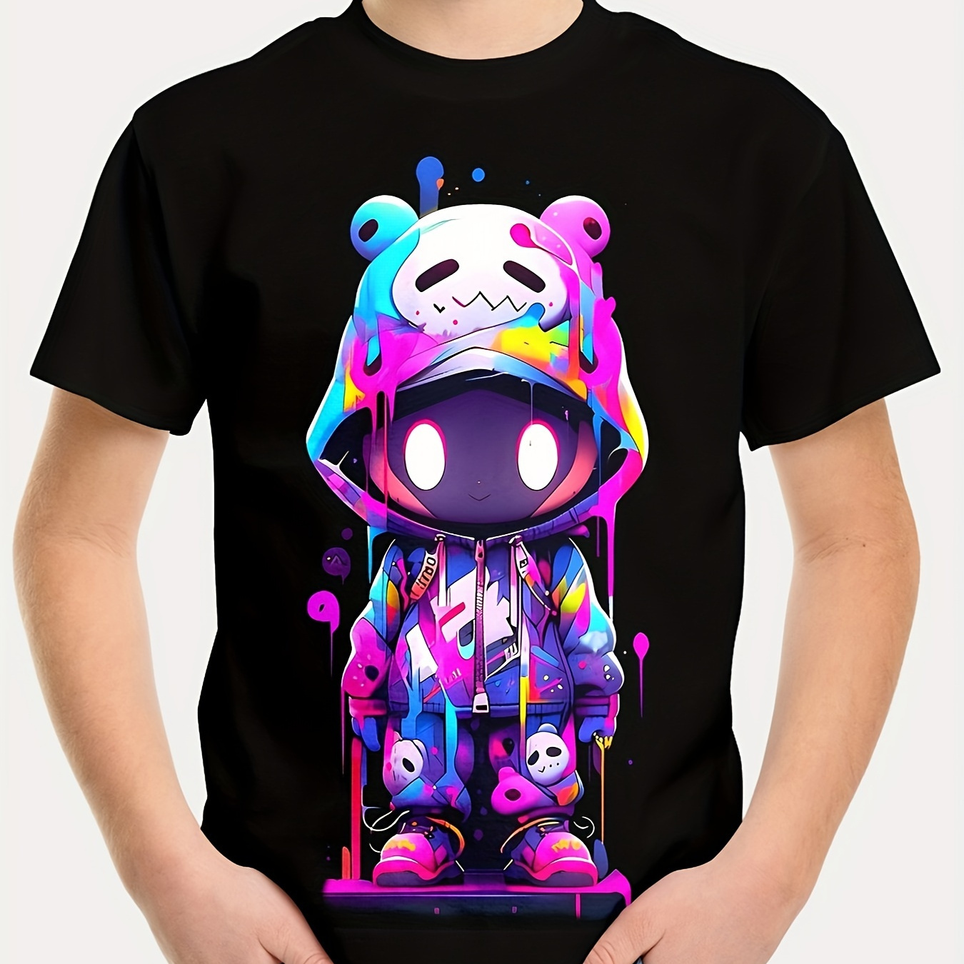 

Boy's Cute Cartoon "" 3d Print T-shirt, Casual Short Sleeve Summer Tee Tops