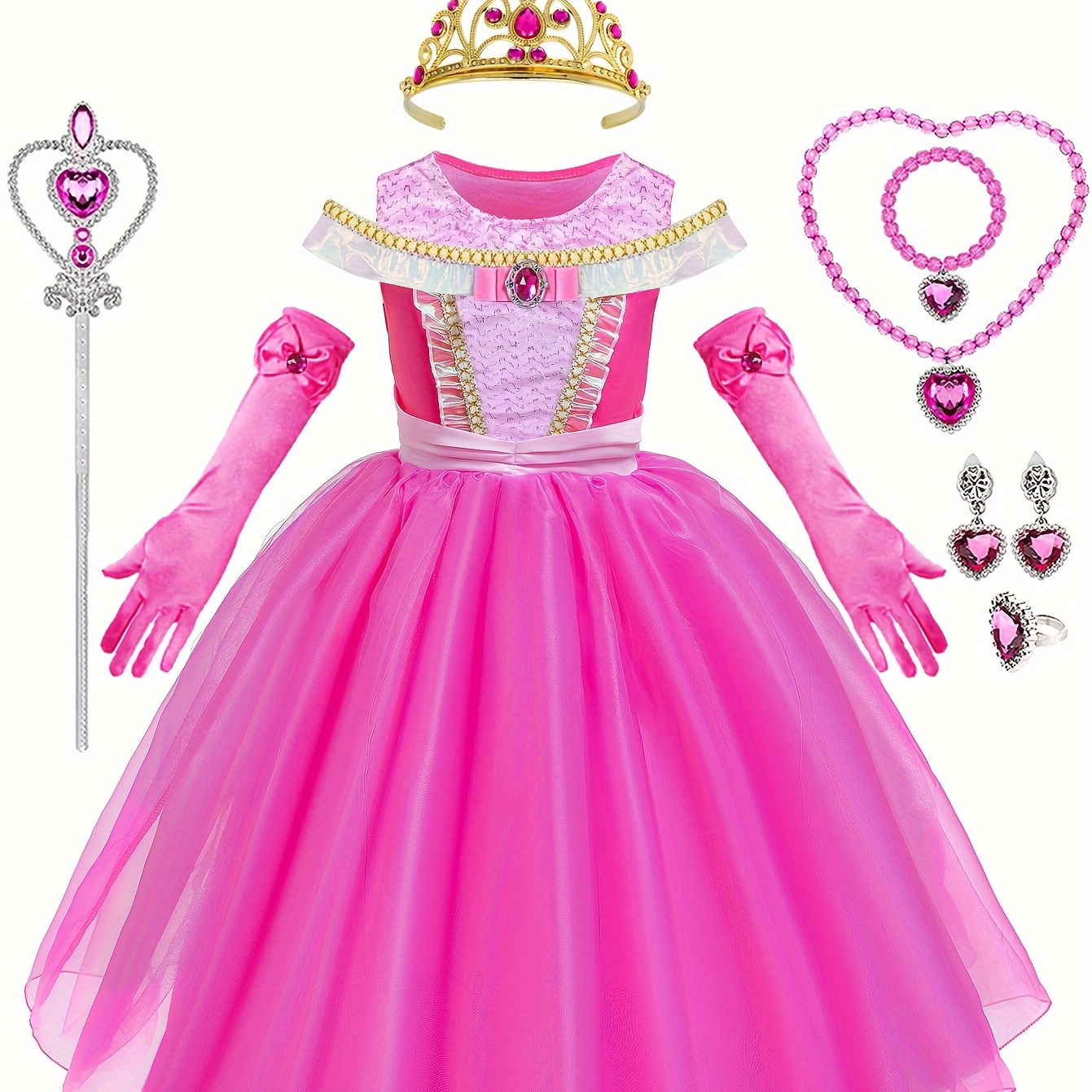 

Rose Red Princess -up Outfit For Girls - , Christmas, Birthday Gift, Party Dress With Set