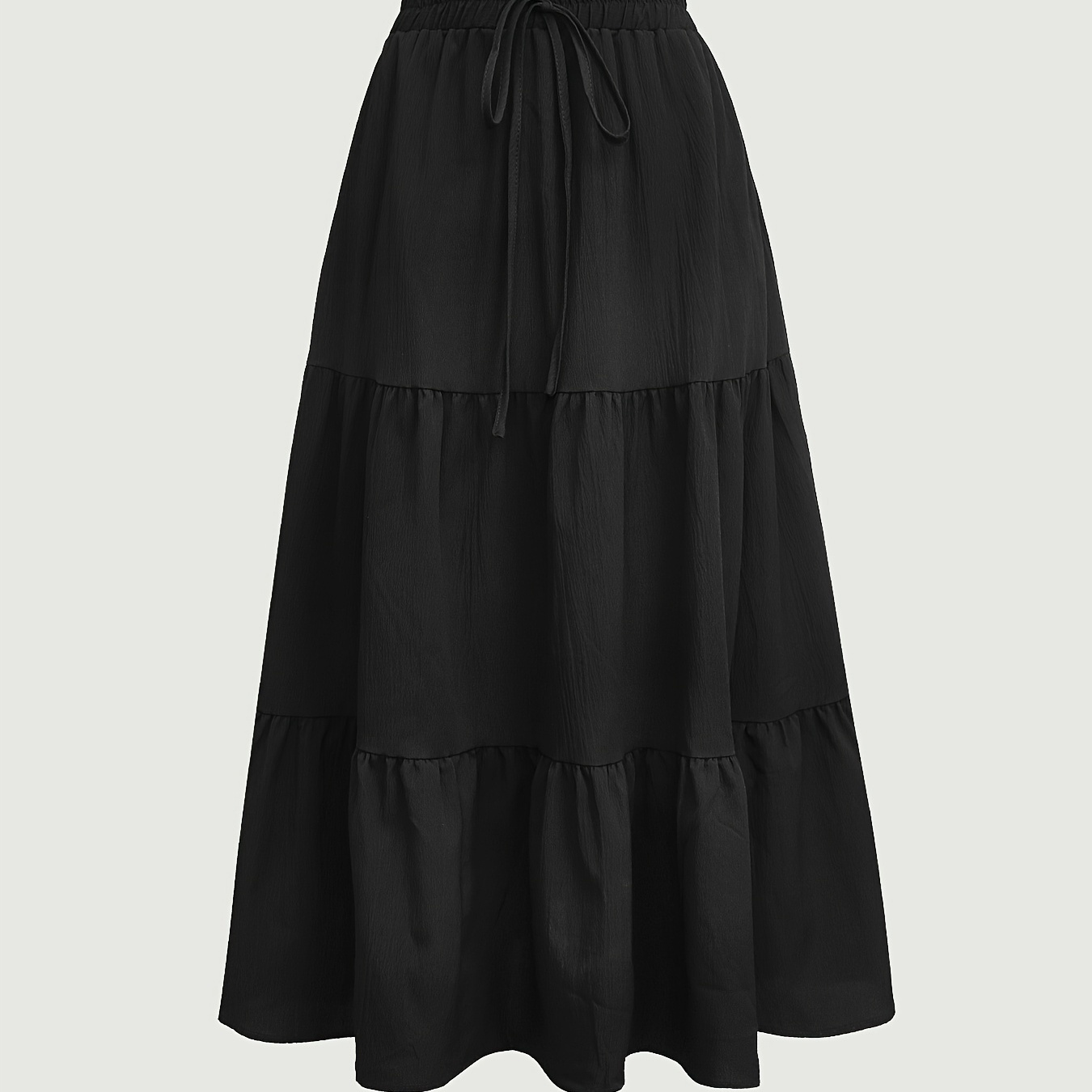 

Solid Color Elastic Waist Skirt, Elegant A-line Tiered Skirt For Spring & Summer, Women's Clothing