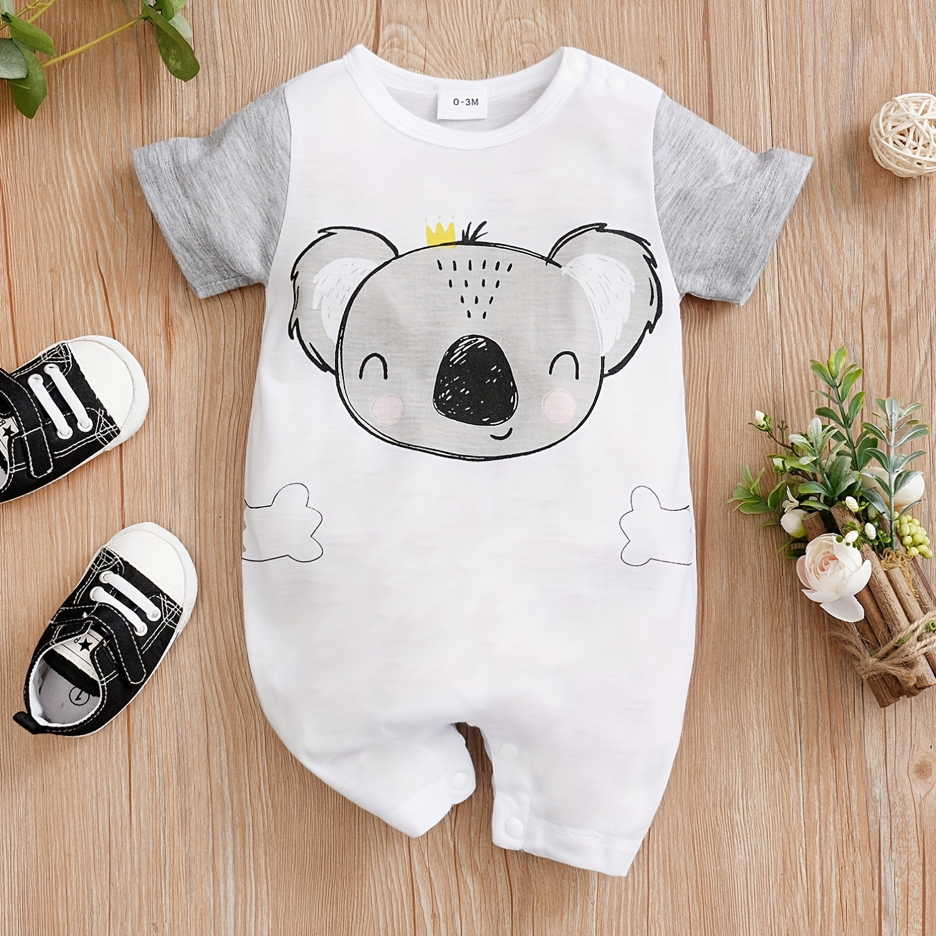 

Baby's Romper, Cartoon Kola Crew Neck Short Sleeve Romper