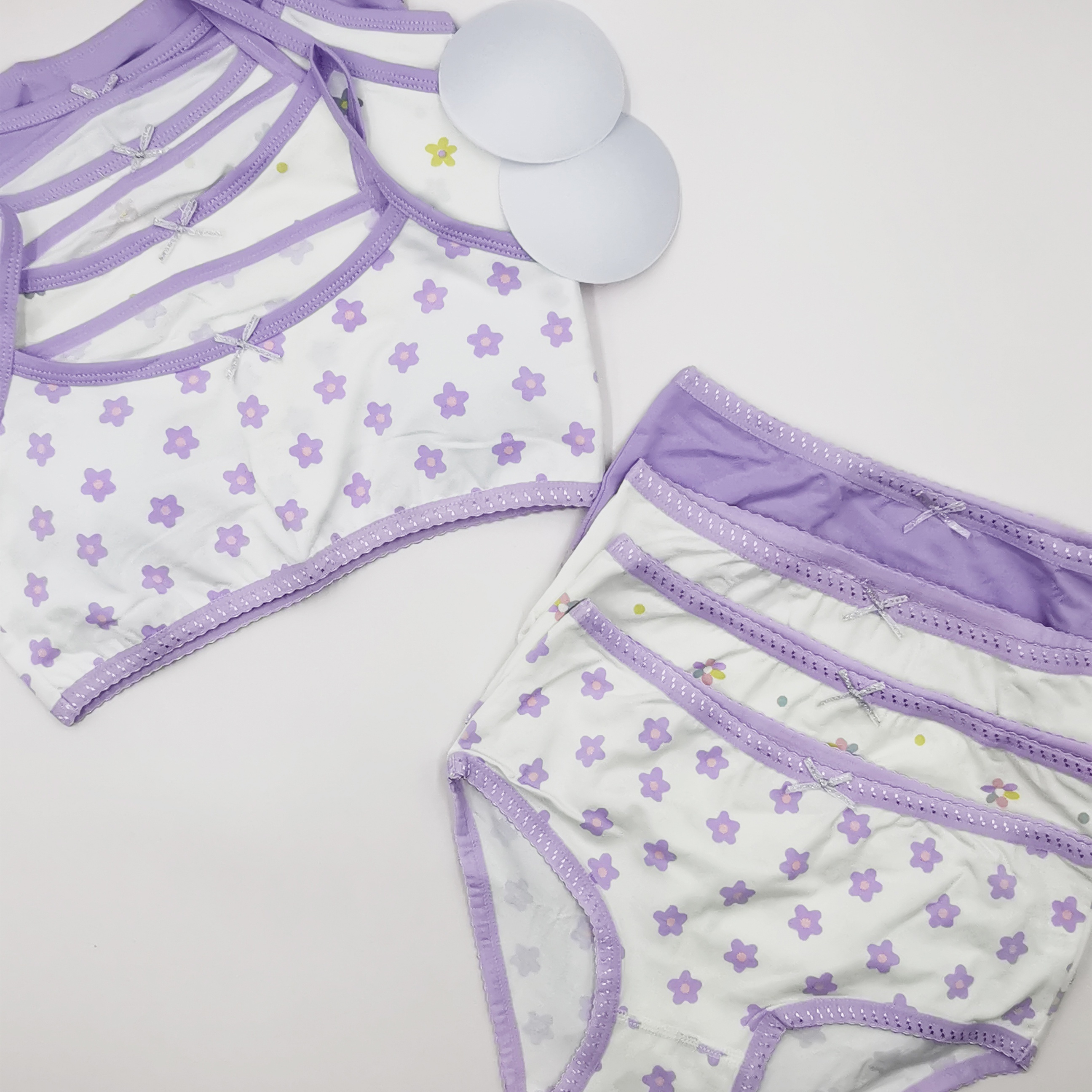 Purple Girls Lingerie Briefs Detachable Chest Pads - Temu