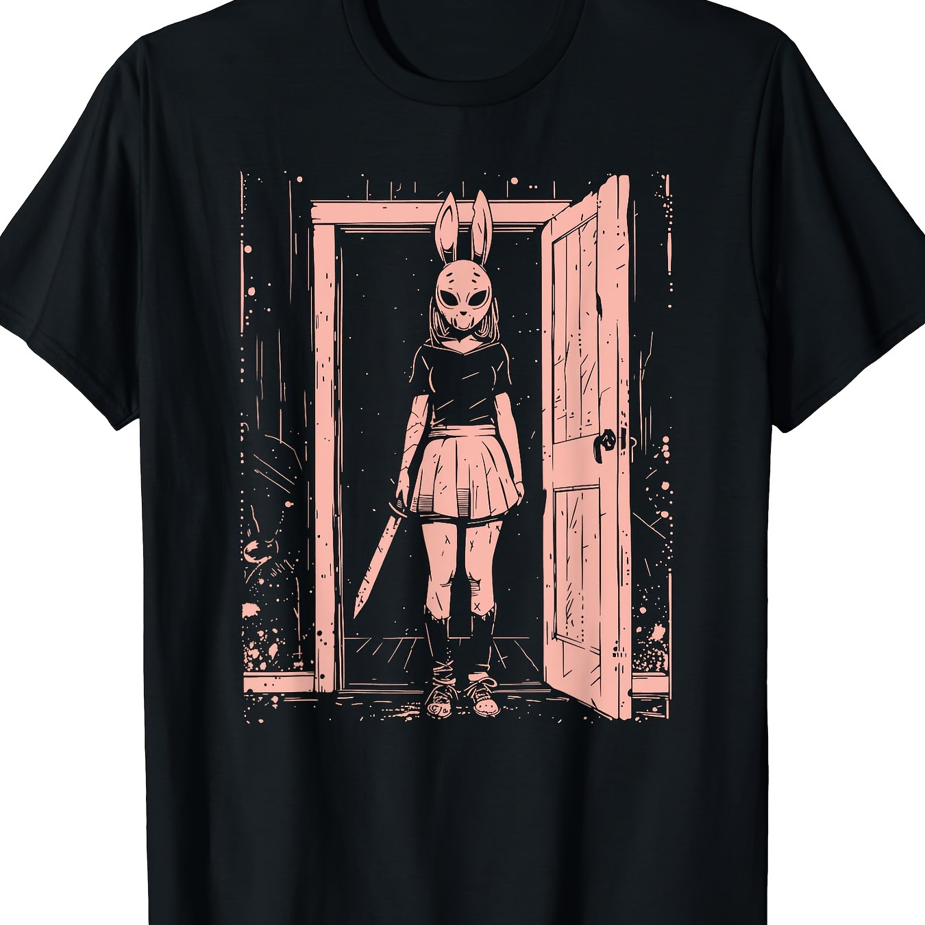 

Creepy Girl Bunny Mask Anime Horror T-shirt-220g