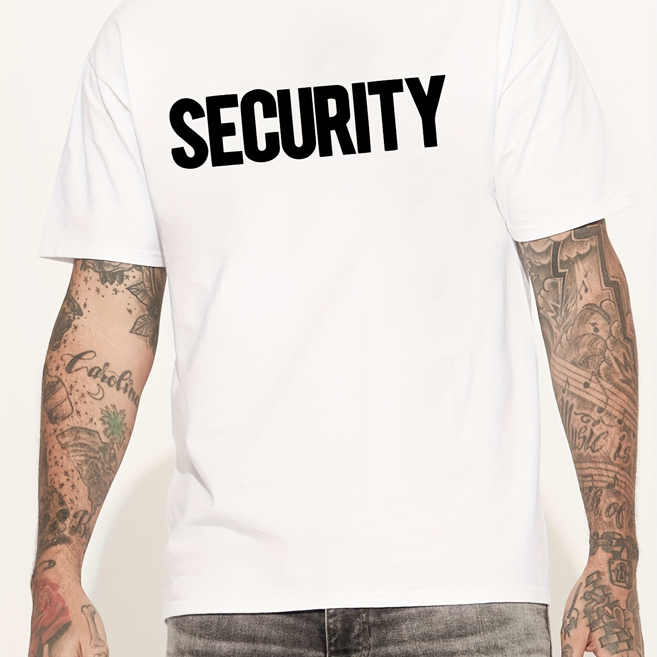 

Security Print Tee Shirt, Tees For Men, Casual Short Sleeve T-shirt For Summer