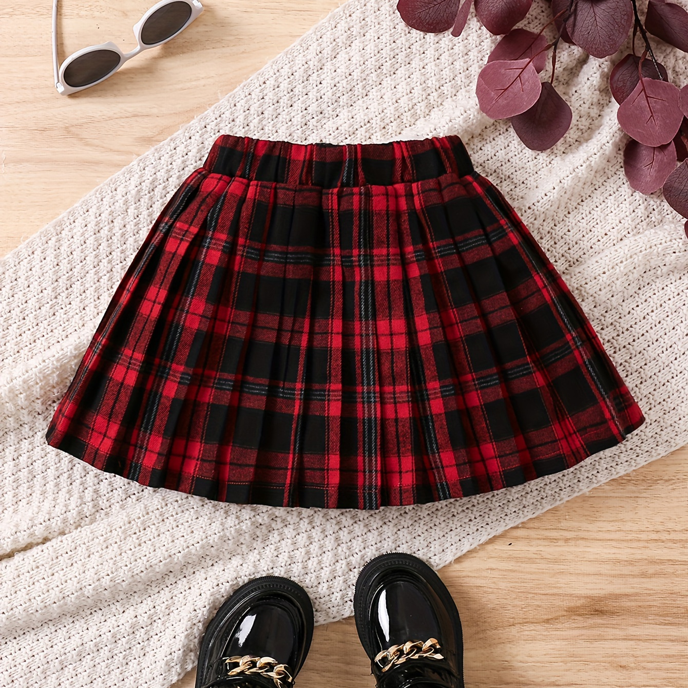 

Red Pleated Skirt - , , And Washable - For Christmas, , And