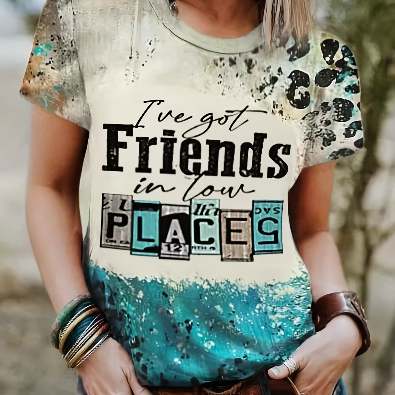 Vintage Print Crew Neck T shirt Western Loose Long Sleeve - Temu