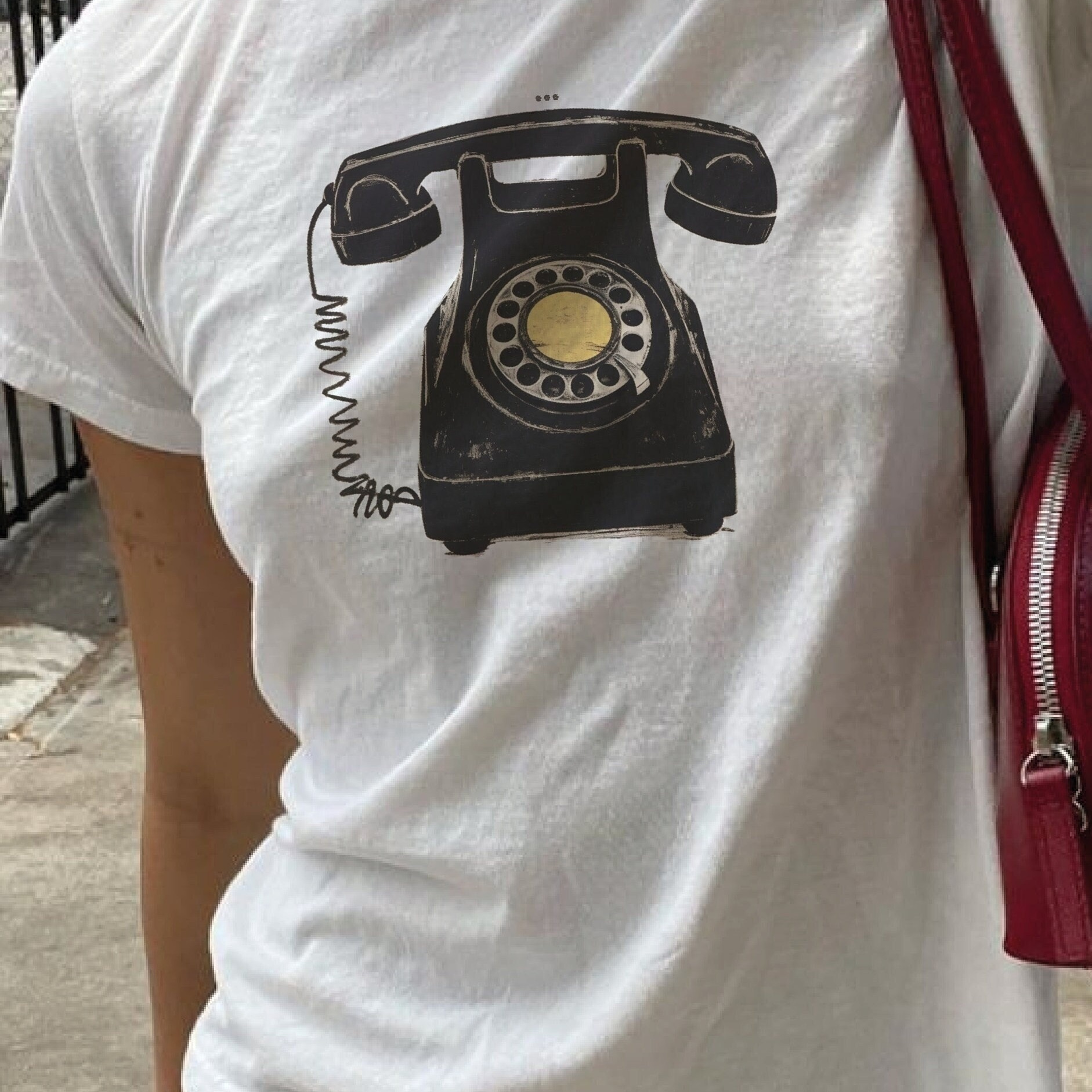 

Phone Print Crew Neck T-shirt, Casual Short Sleeve Top For Spring & Summer, Women's Clothing