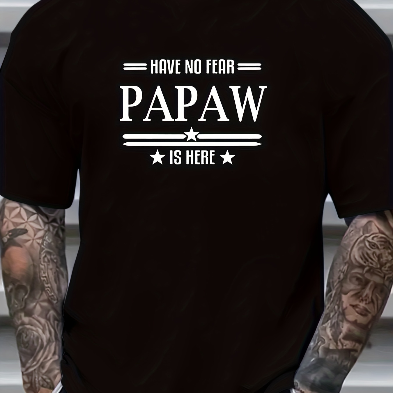 

Plus Size Men's "papaw" Graphic Print T-shirt, Casual Stylish Short Sleeve Tees For Summer, Men's Clothing