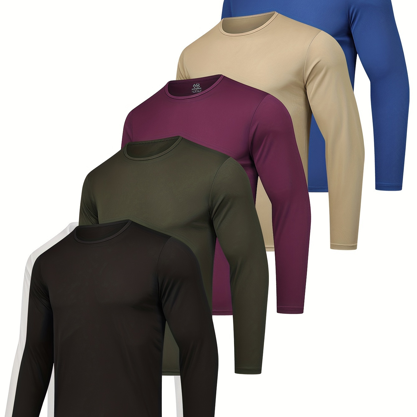 

5- Long Sleeve T-shirts - 100% Polyester Moisture-wicking For /summer/fall