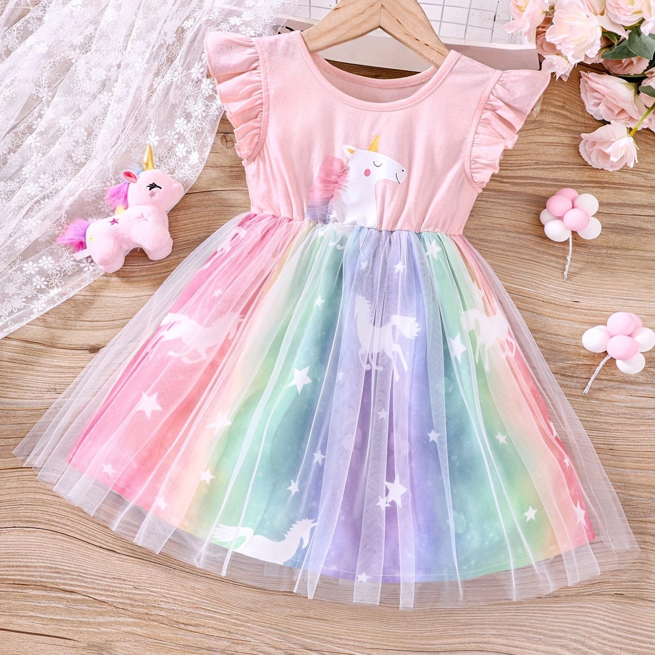 Girls Princess Dress Sleeveless Flower Embroidery Tutu Dress ...