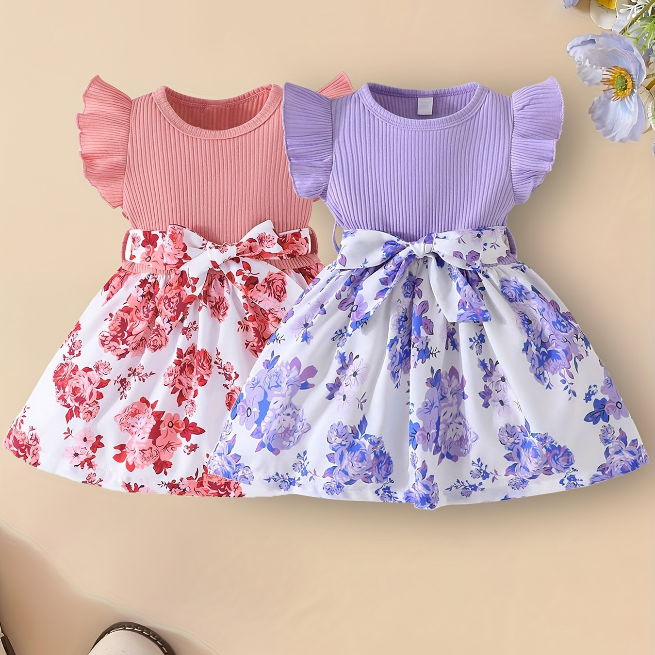 

2pcs Baby Girl Summer Clothes Outfits Sleeveless Floral Romper Dress Newborn Outfit