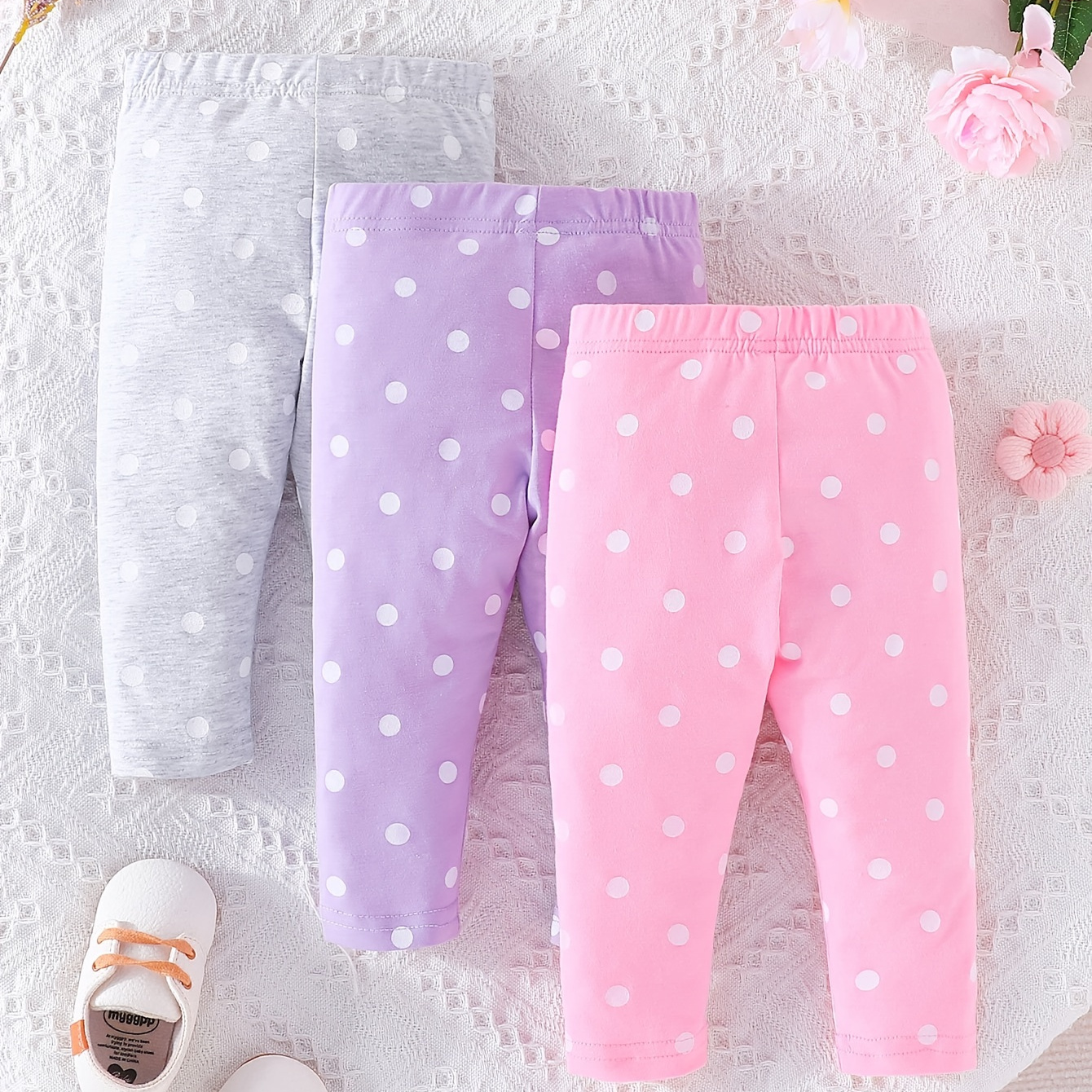 

Baby Girls Polka Dot Trousers, Casual Pants Set For Spring And Autumn