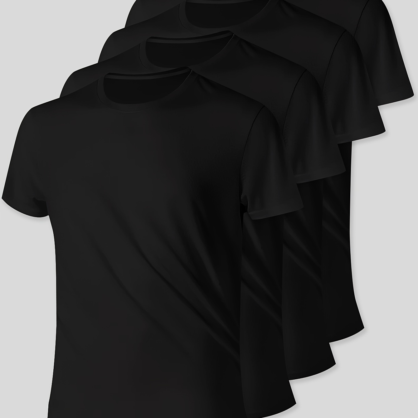 

4pcs Men' Color Plus Size T-shirts Set, Men' Clothing Tops, Big & Tall