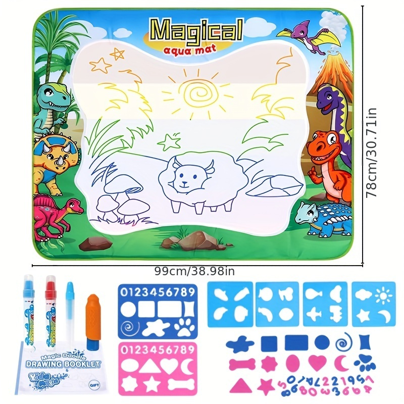 Kids Toys Water Doodle Mat: Dinosaur Painting Coloring Pad for Toddlers 1-3  - Aqua Magic Drawing Board for 2 3 4 Year Old Toddler Arts and Crafts