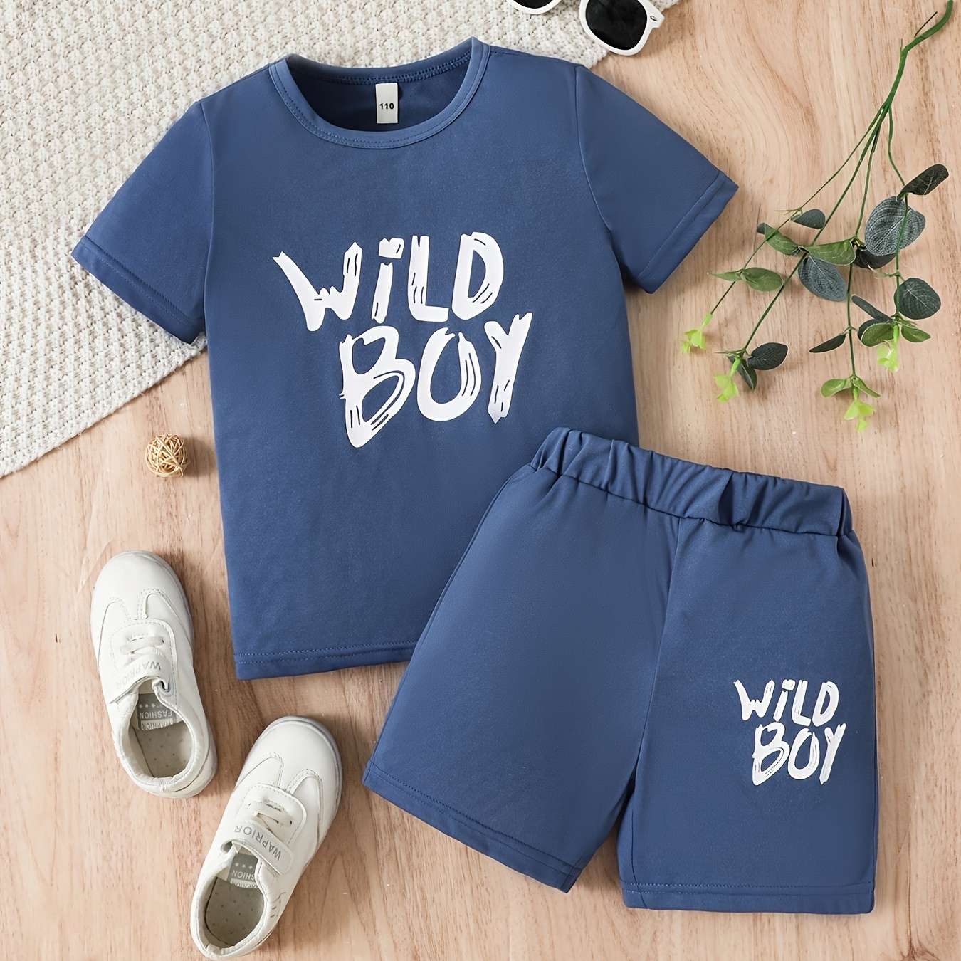 

Boys "wild Boy" Outfit Shorts & T-shirt Short Sleeves Crew Neck Casual Summer Kids Clothes