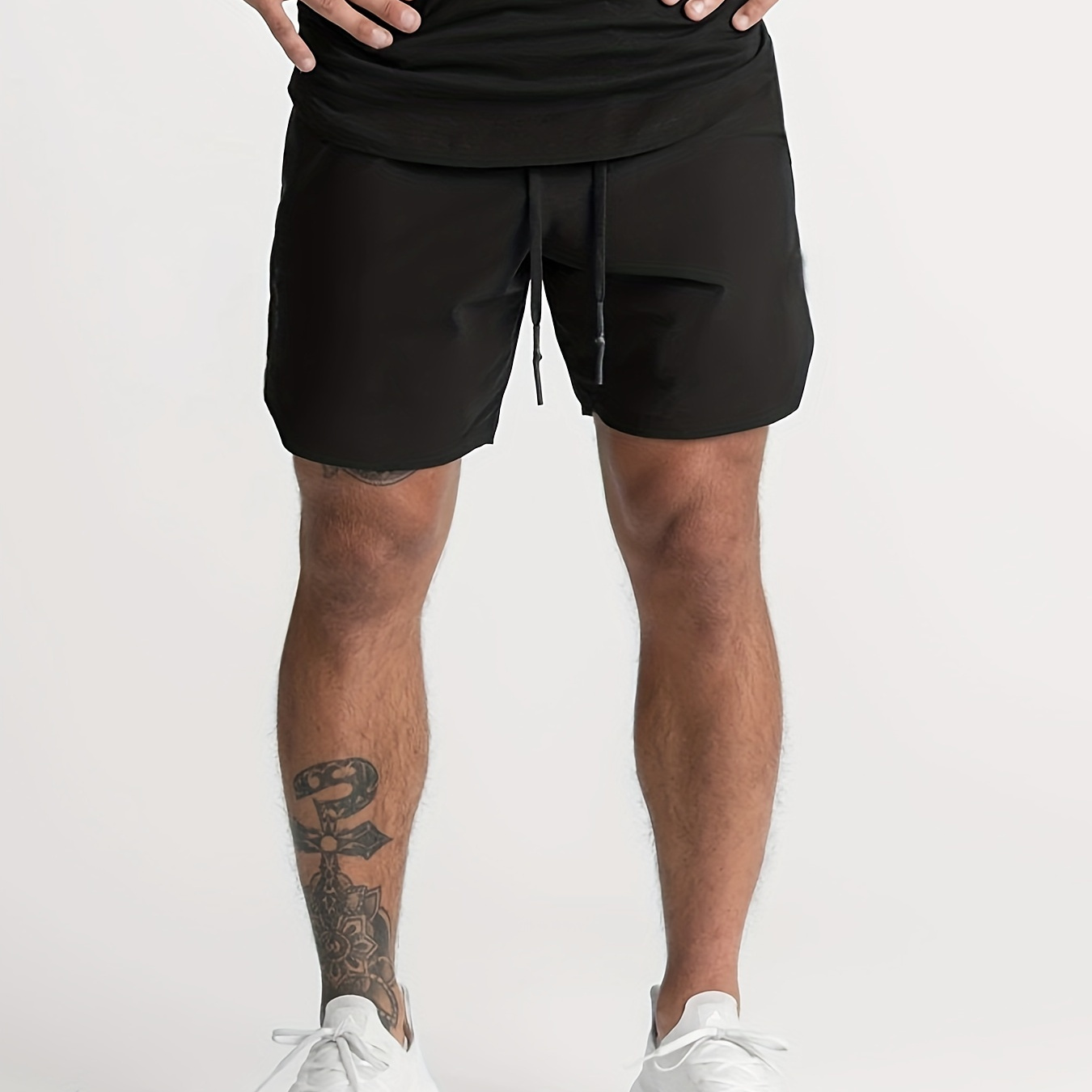 

Men's Solid Color Sports Shorts With Zippered Pockets, Quick Dry And Comfy Shorts For Summer Fitness And Outdoors Sports Wear