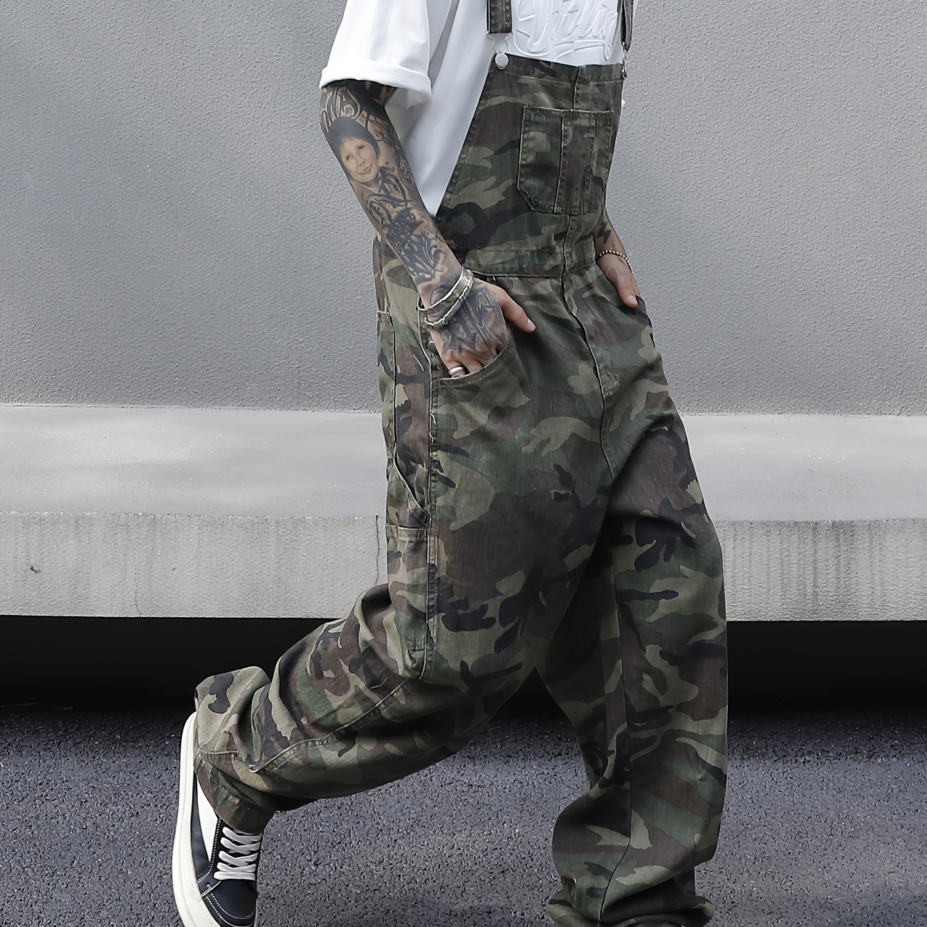 Pantalón de delantal vaquero casual de camuflaje para hombre