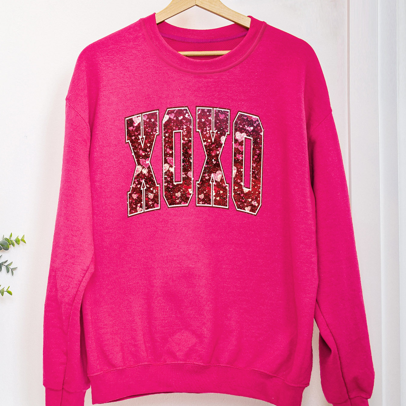 

Valentine's Day Xoxo Print Pullover Sweatshirt, Casual Long Sleeve Crew Neck Sweatshirt For Spring & Fall, Women's Clothing