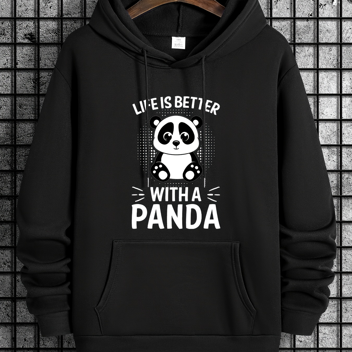 

Panda Print Hoodie, Cool Hoodies For Men, Men's Casual Graphic Design Pullover Hooded Sweatshirt With Kangaroo Pocket Streetwear For Winter Fall, As Gifts