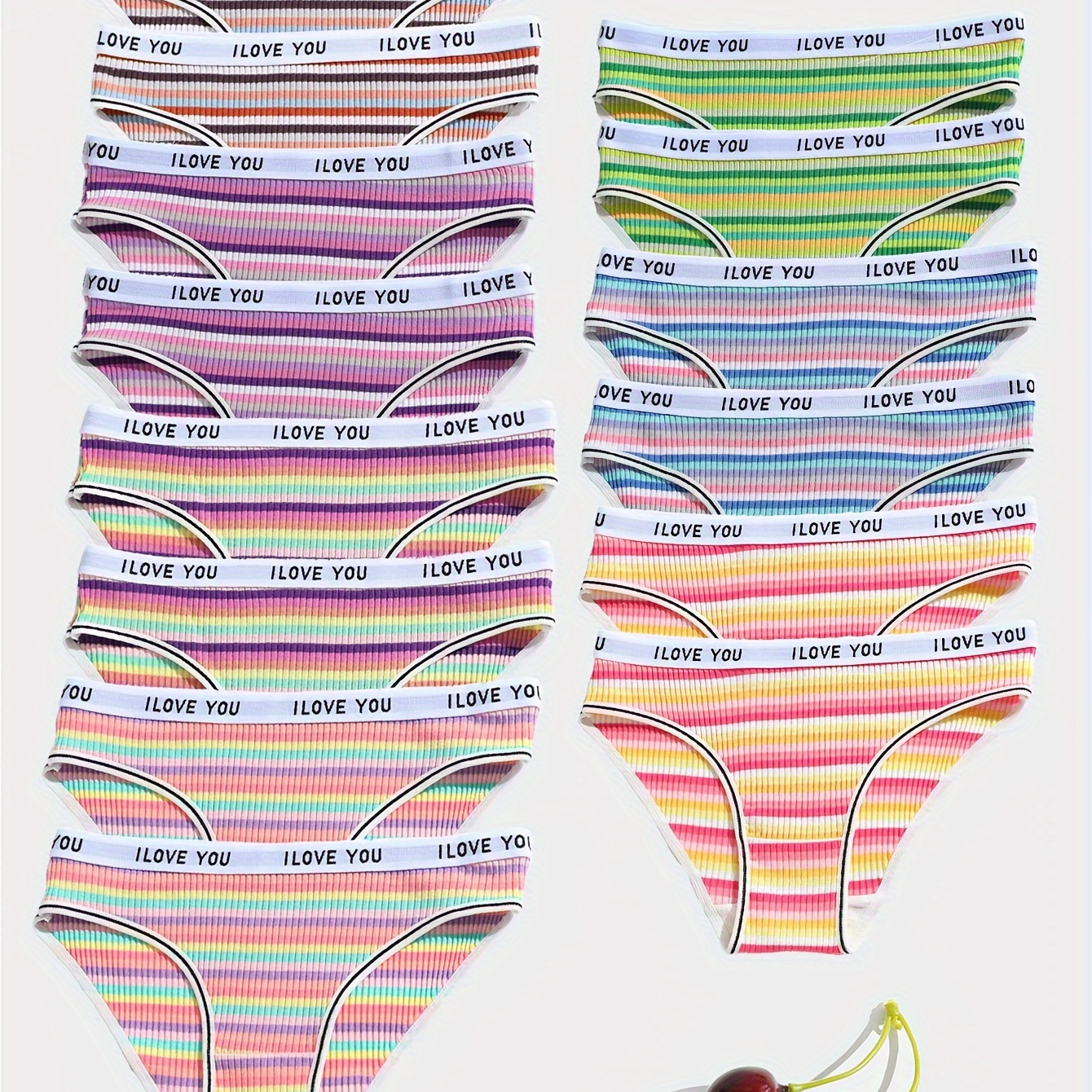 

14pcs 's Briefs Striped Waistbands - Comfortable, , Non-transparent Underwear