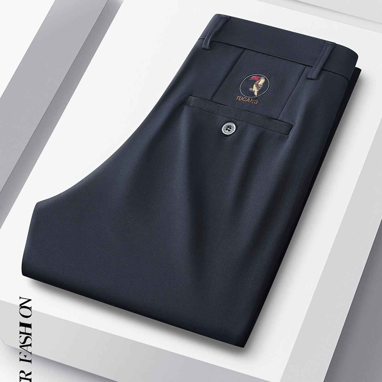 

Dress Pants With Bird Emblem - Stretchy Polyester-spandex , Slim Fit, Machine Washable For Business Casual & Social Events