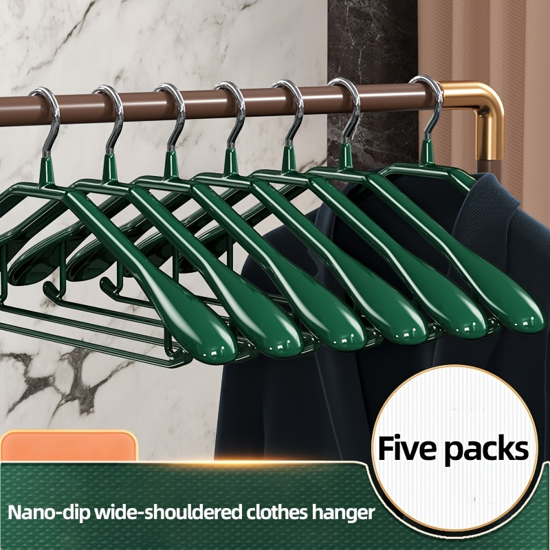 

5pcs Non-slip Nano Dip Plastic Coat Hanger - Wide Shoulder Traceless Clothes Rack For Household And Wardrobe - Lightweight And Luxury Clothes Hanger For Shirts, Suits, And Coats