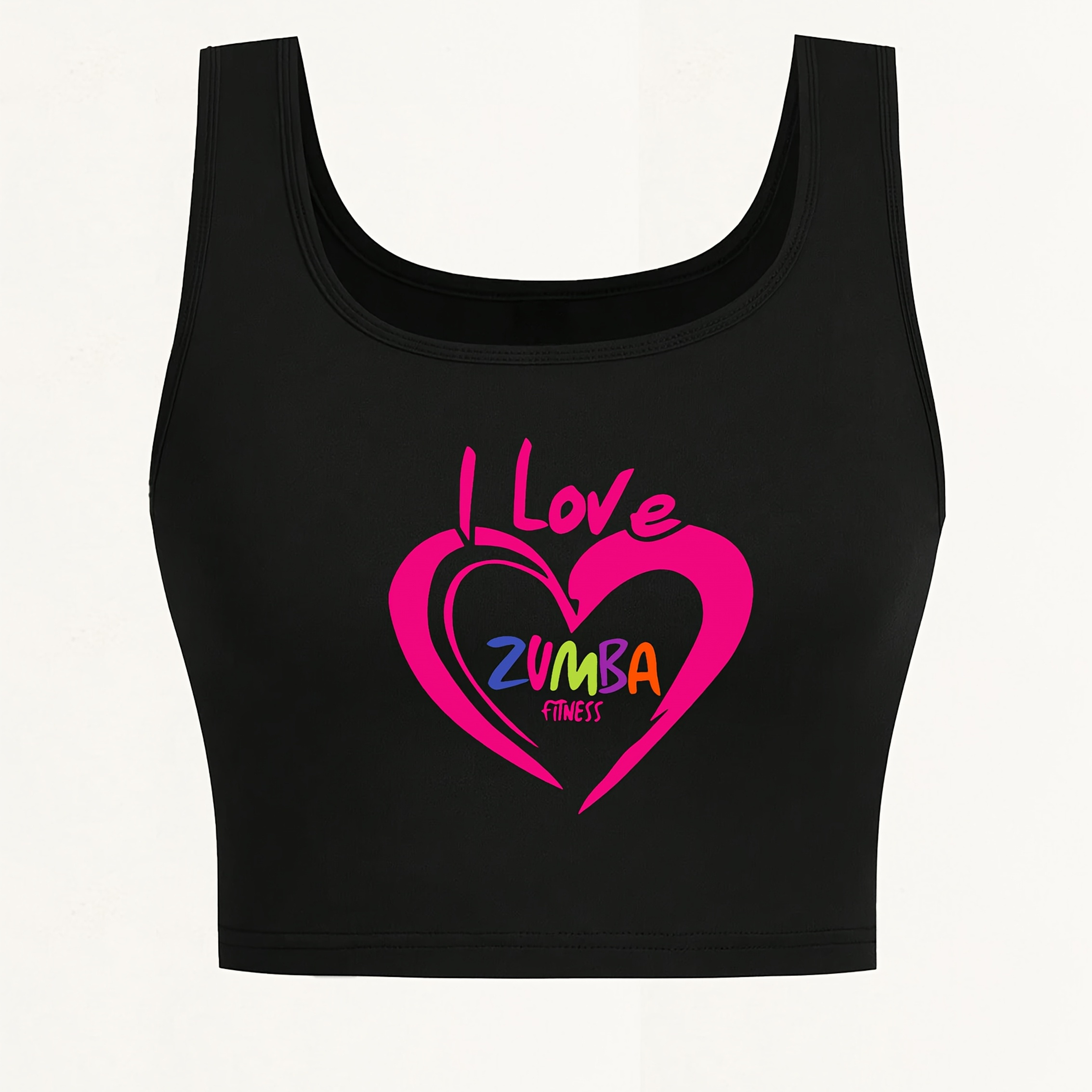 

A Stylish Short Tank Top For Women Featuring A Heart Pattern And The Letters 'i Love Zumba', A Unique Tank Top.