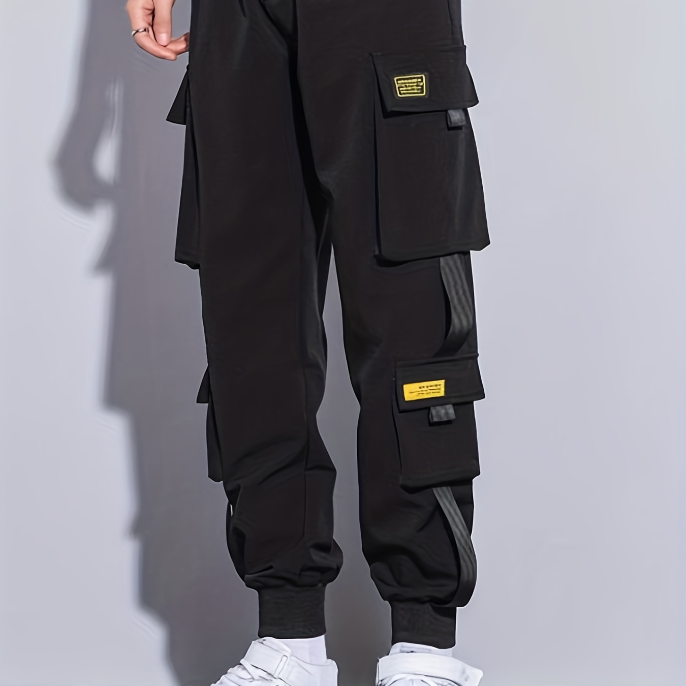 Men's Stylish Multiple Pokets Cargo Pants, Casual Drawstring Oversized Loose Pants For Spring Fall Plus Size