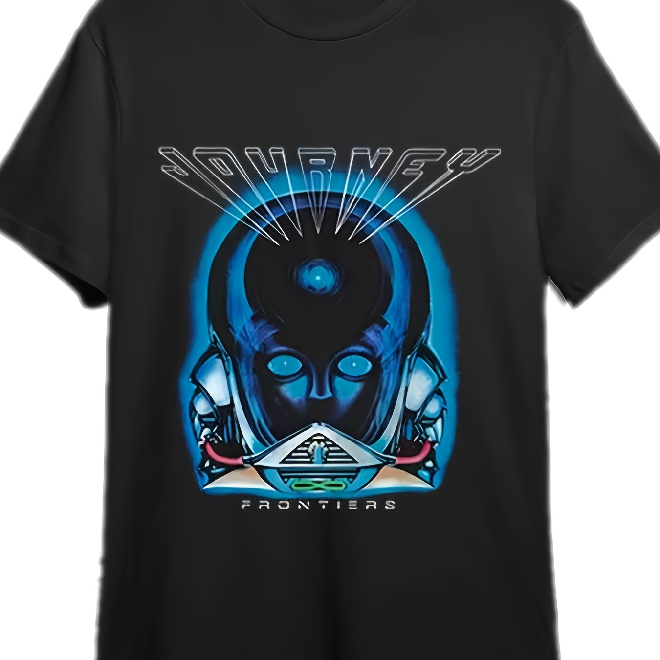 

Journey Frontier Album T-shirt, Rock Band -shirt 340605 Fun Men's Short Sleeve Pattern T-shirt Series Black Pr