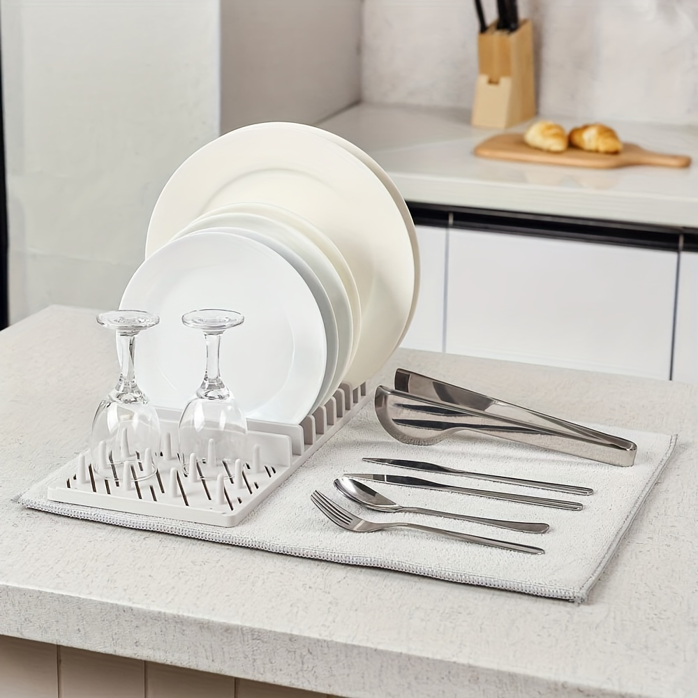 METAL DISH RACK WITH TRAY - Cream