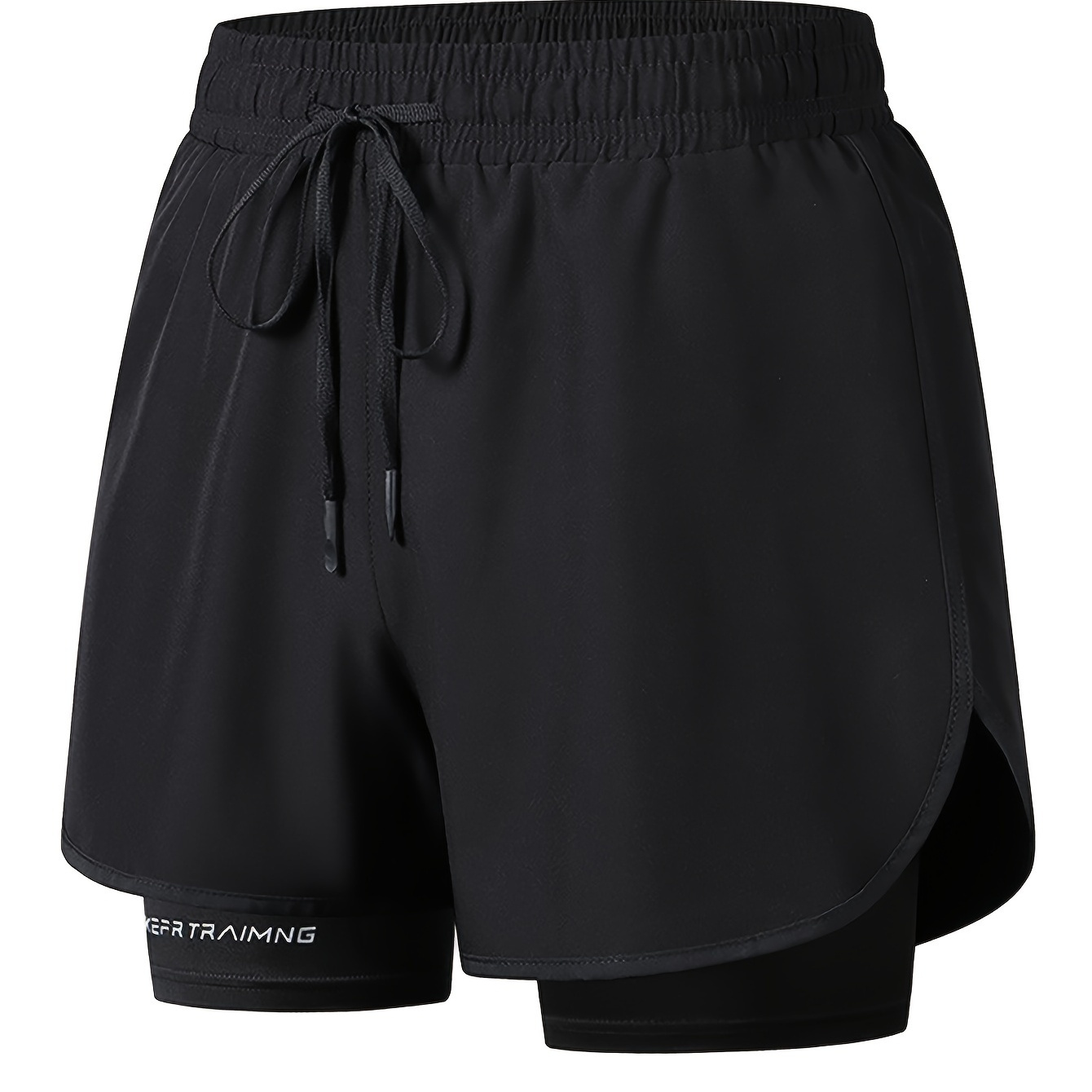 

Men's Solid Shorts, Active Drawstring Slim-fit Shorts With Lining For Outdoor Fitness Workout