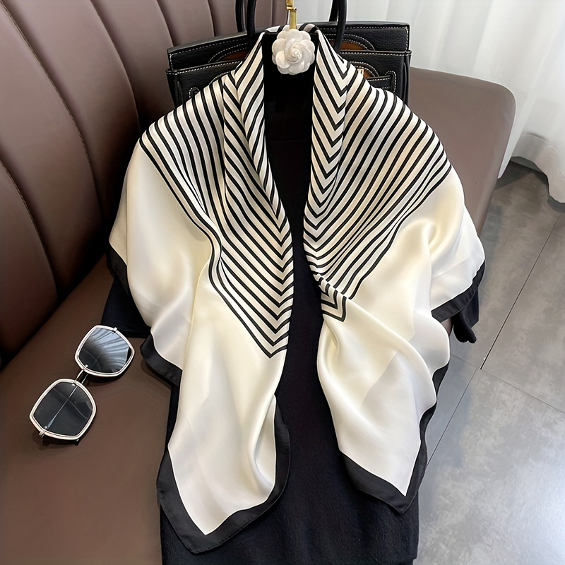 Foulard black silk - Silky Stripes, neckwarmer