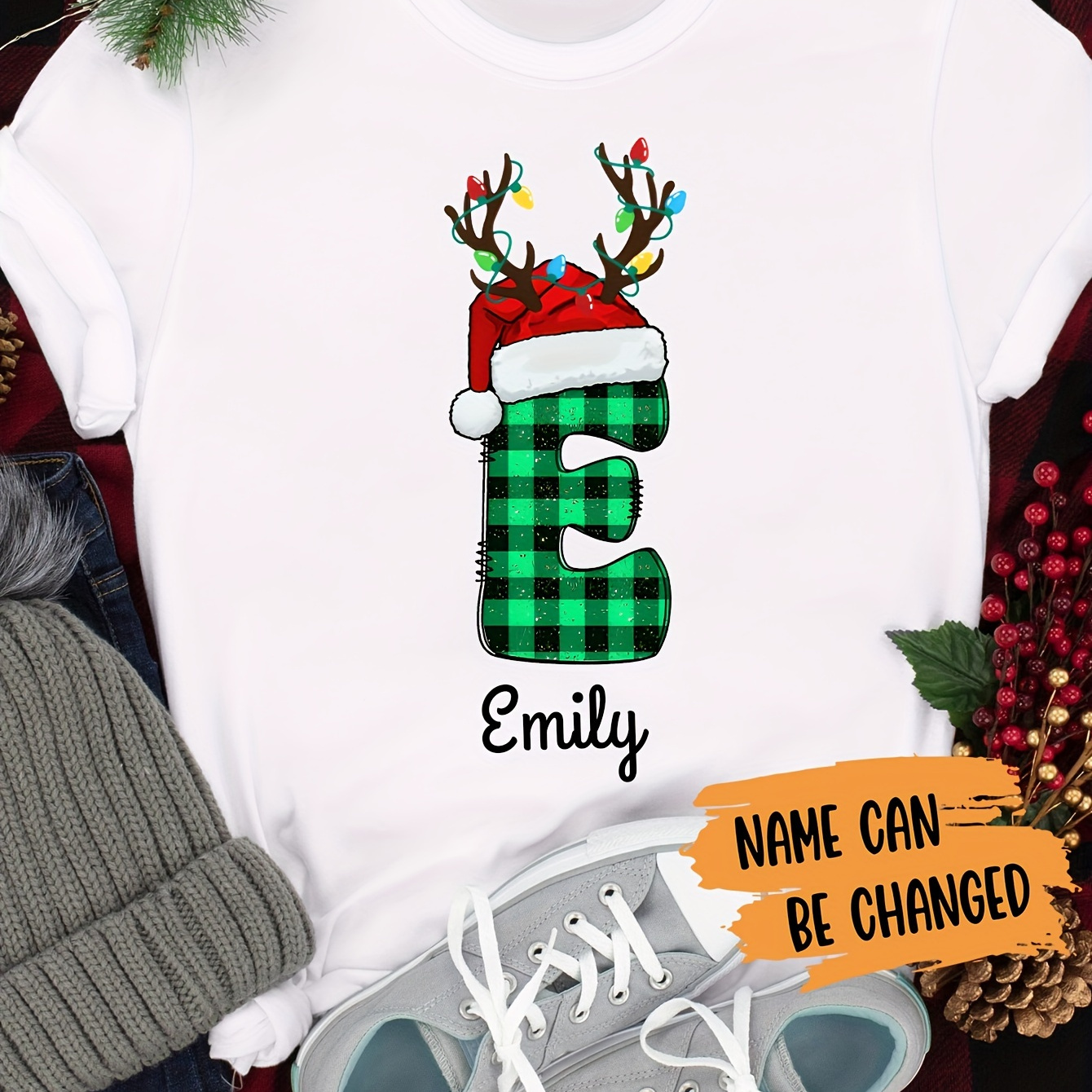 

Holiday , Christmas Letter Print T-shirt - Casual Crew Neck, Short Sleeve, Stretchy Polyester , Machine Washable - Women', Best For Christmas