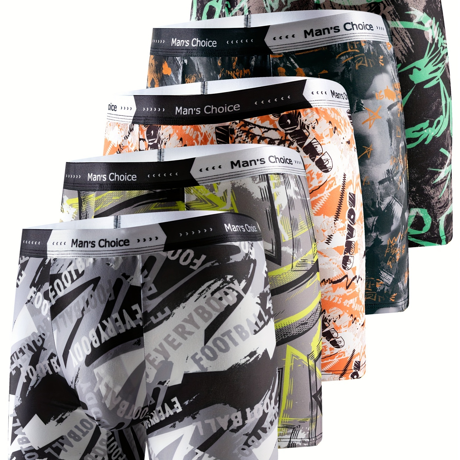 

New 2024 Men's Long Boxer Shorts, Pack Of 5, Trendy, Thin, Comfortable, And Breathable.