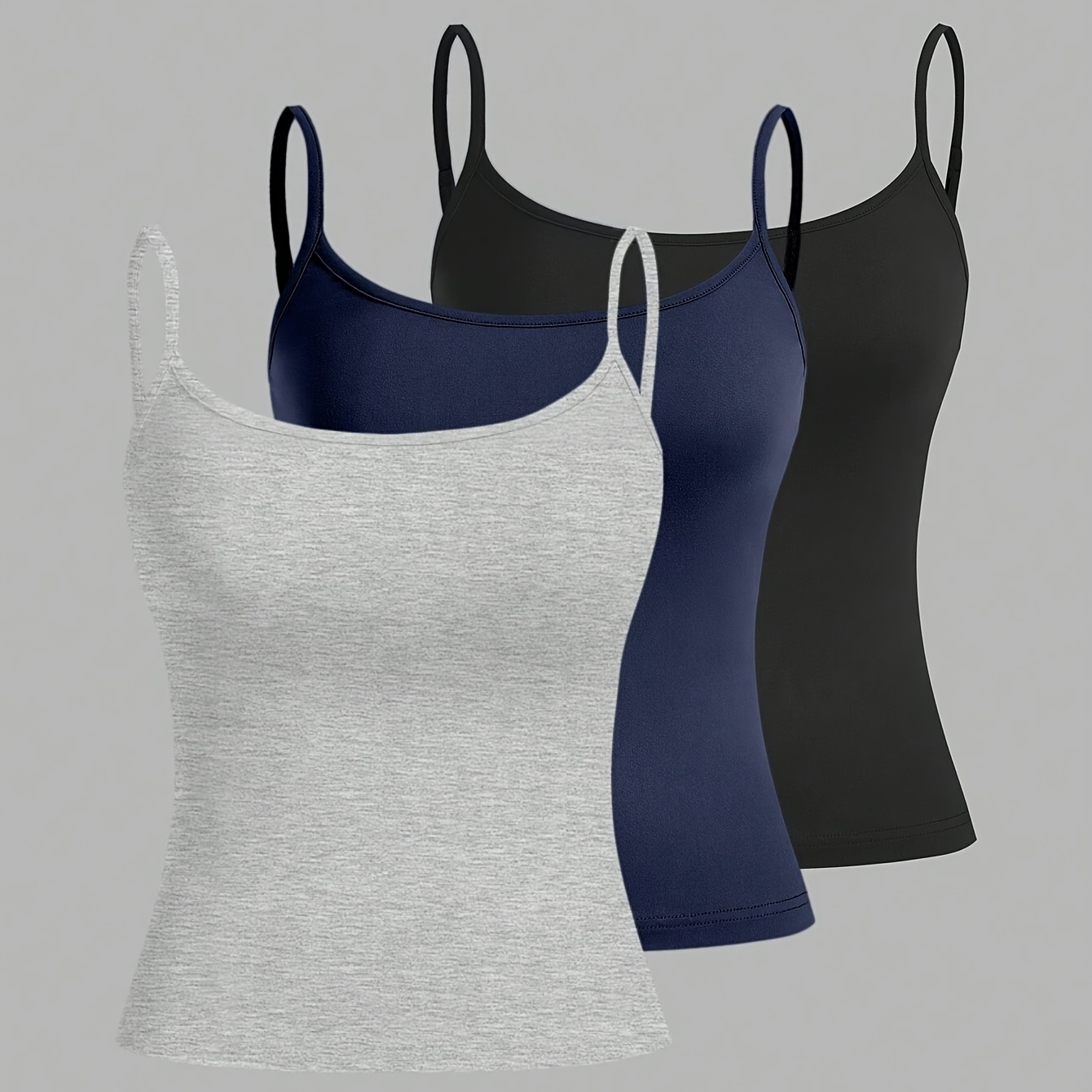 

Ensemble de 3 Débardeurs Moulants de Couleur Unie pour Femmes
