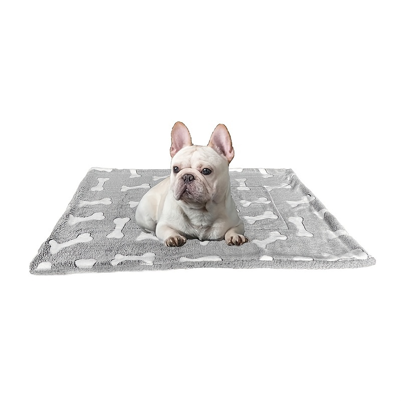

Dog And Cat Universal Fluffy Sleeping Mat Washable Warmer Bone Print Bed For Small And Medium Dogs