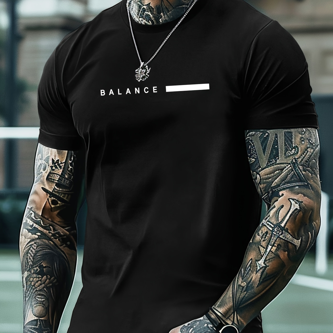 

Men's Casual Letter Print Short Sleeve Crew Neck T-shirt, Polyester Spandex Blend, Summer Outdoor Top