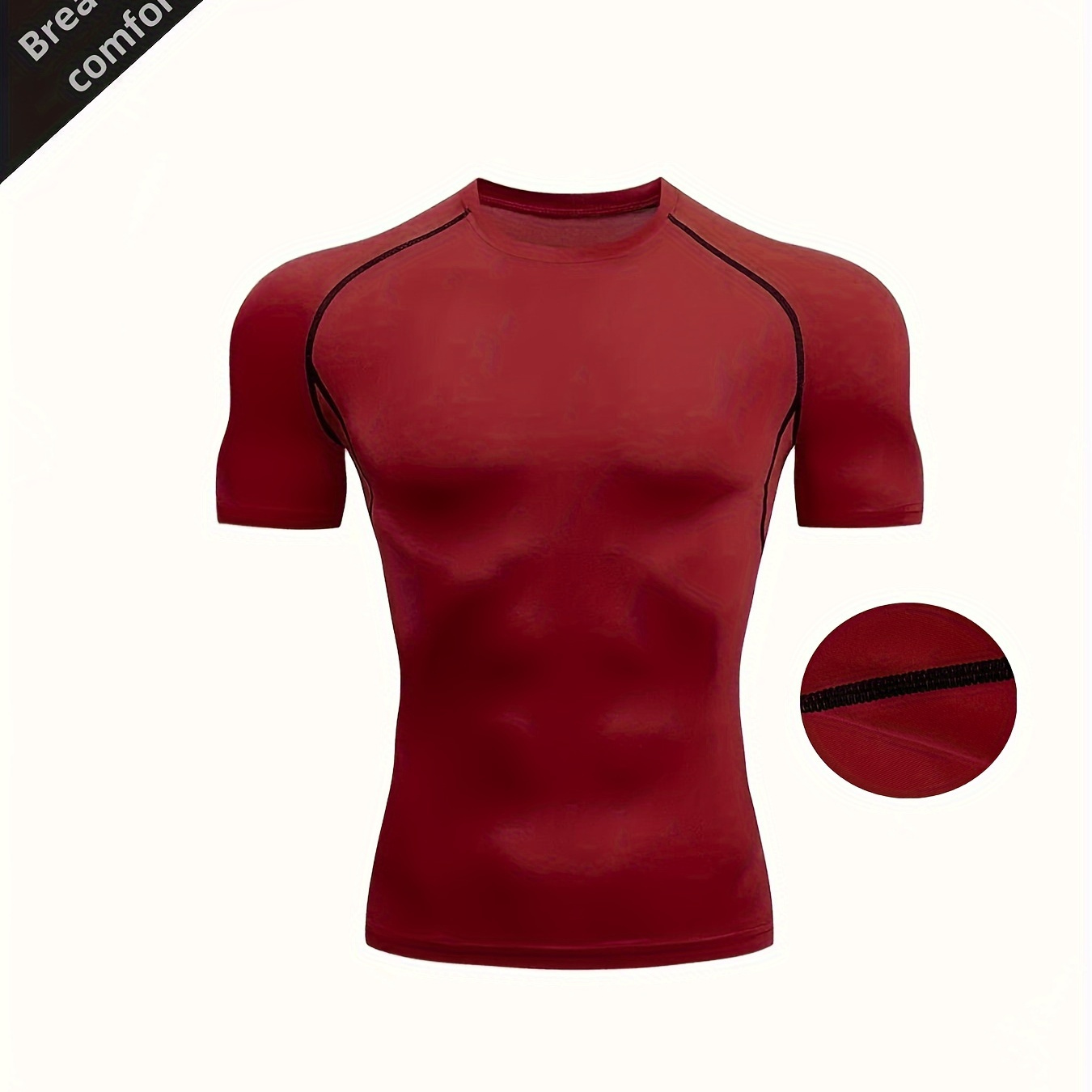 

Men's Crew Neck Fashionable Short Sleeve Sports Quick-drying Tight-fitting Sportswear T-shirt, Comfortable And , For Summer And Spring, Athletic Style, Fit T-shirt, As Gifts