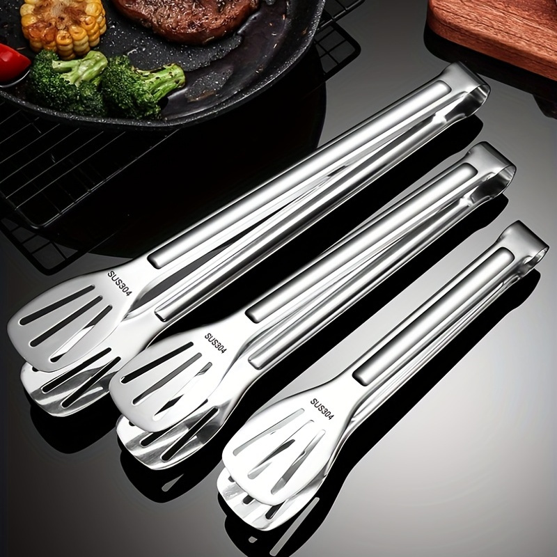 

Premium Stainless Steel Multifunctional Serving Tongs - Perfect For Barbecue, Fruit, Bread, Steak, Salad & Dessert Buffets!