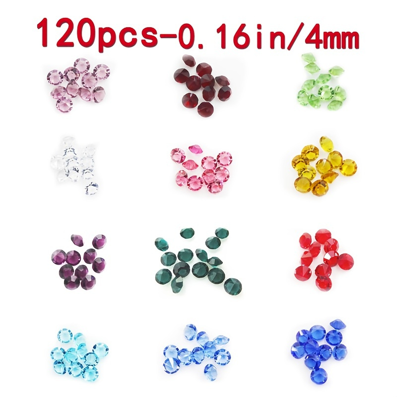 

120 Pcs/.pack 12 Colors Birthstones Glass Crystal Diy Jewelry Accessories