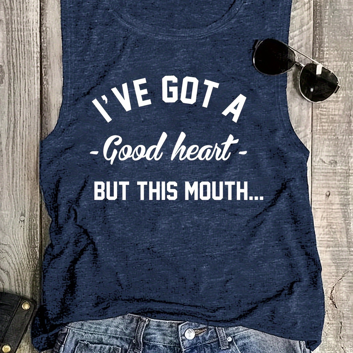 

Letter Print Tank Top, Sleeveless Casual Top For Summer & Spring, Women's Clothing