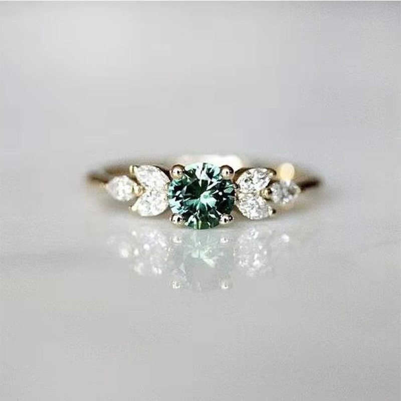 

Elegant 18k Gold-plated Ring With Green & Clear Cubic Zirconia - , Or Parties - Fashion Jewelry For Women