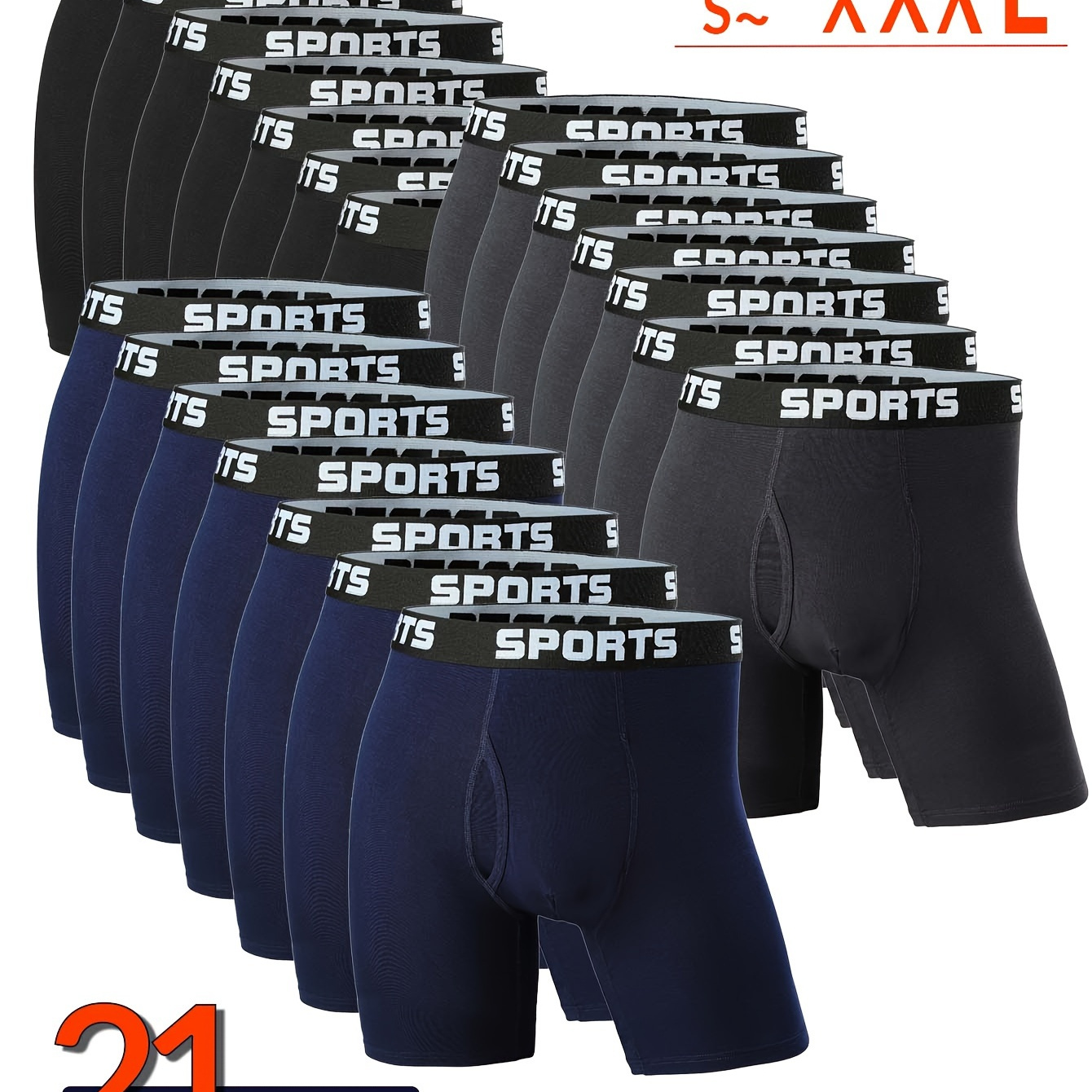 

21pcs Men's Underwear, Casual Boxer Briefs Shorts, Breathable Comfy Stretchy Boxer Trunks, Sports Shorts