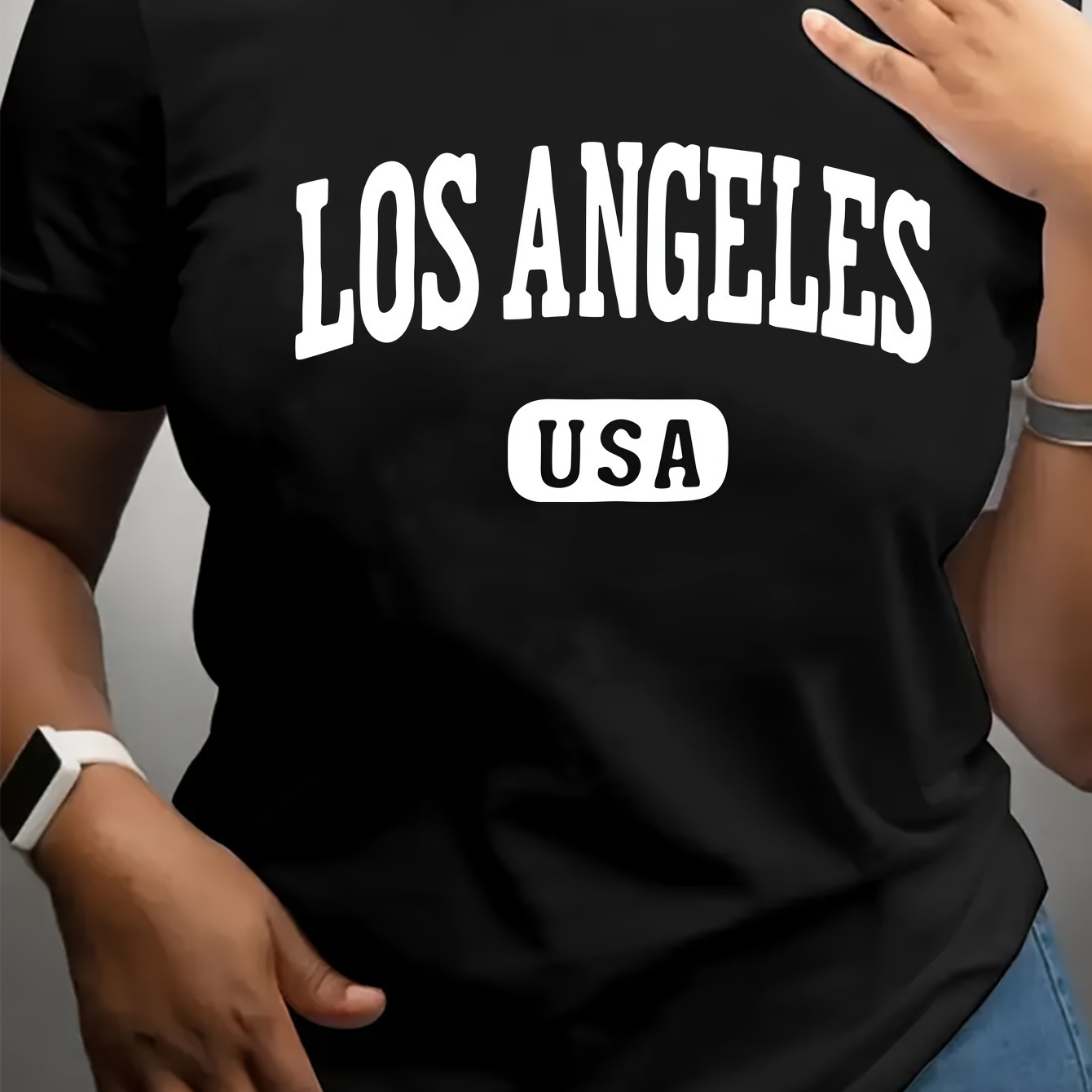 

Los Angeles Print T-shirt, Casual Crew Neck Short Sleeve Top For Spring & Summer, Women's Clothing