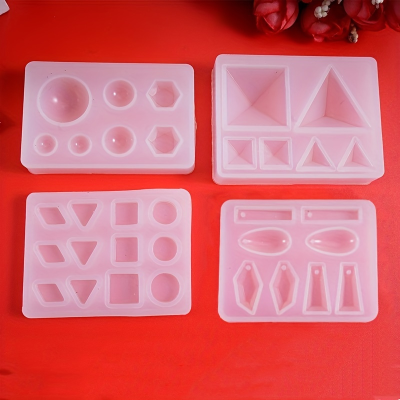 4Pcs Square Pendant UV Resin Mold Cube Silicone Molds DIY Crystal