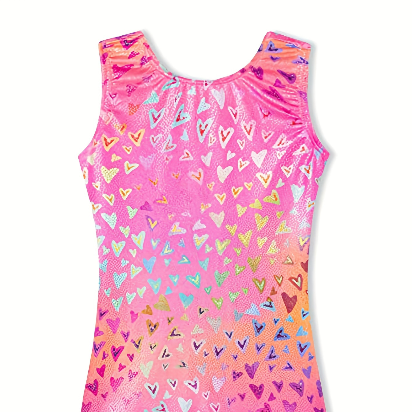 

Gradient Heart Graphic Ballet Leotard Girls Comfy Sweet Gymnastics Suit