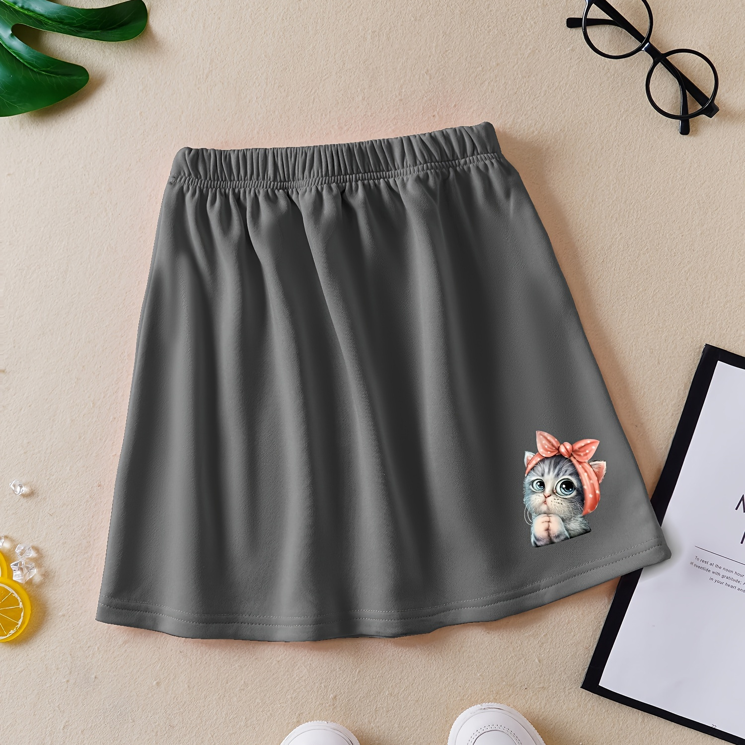

Girls Cat Pattern Skirt For Spring Summer Outdoor Activities