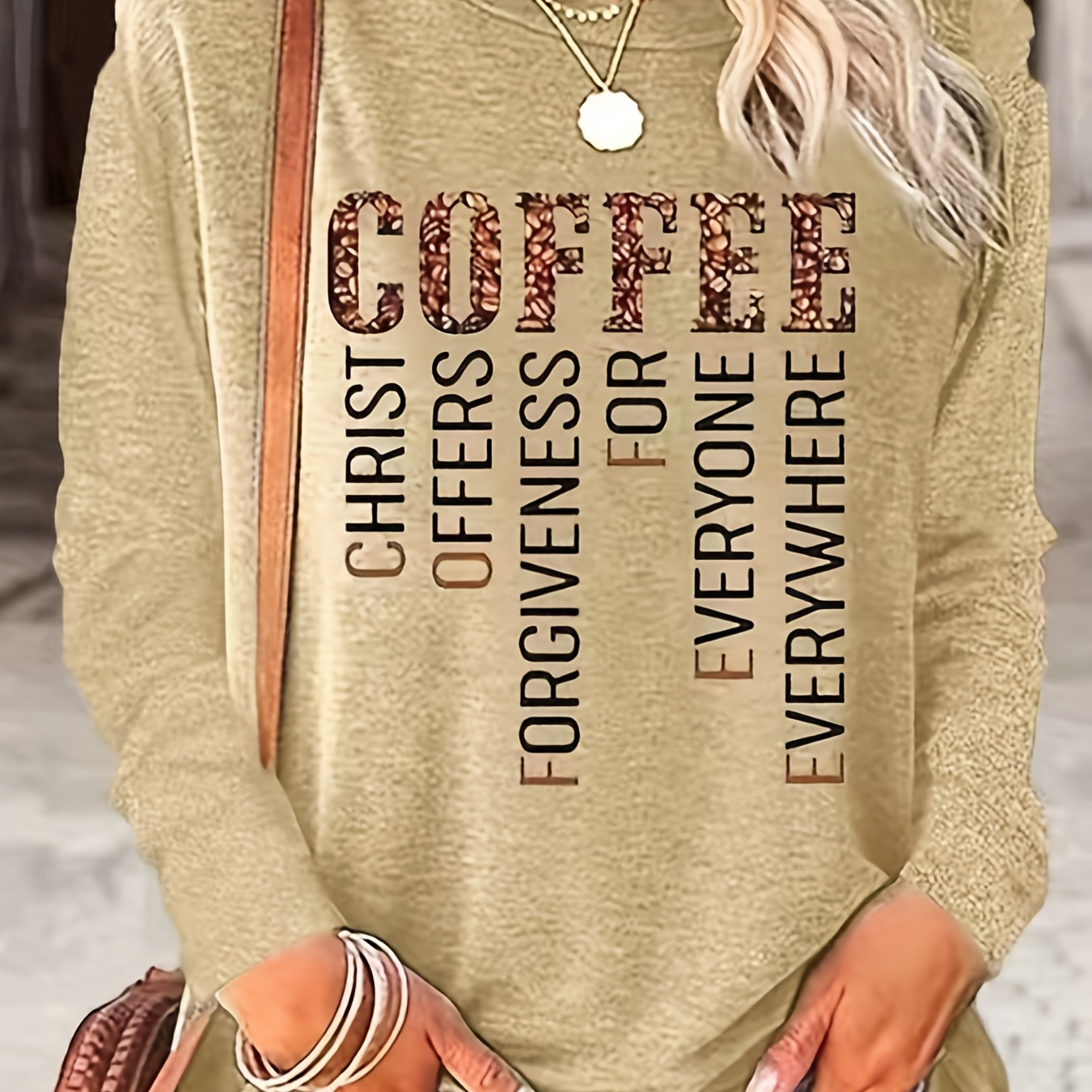 

Letter Print Crew Neck T-shirt, Casual Long Sleeve T-shirt For Spring & Fall, Women's Clothing